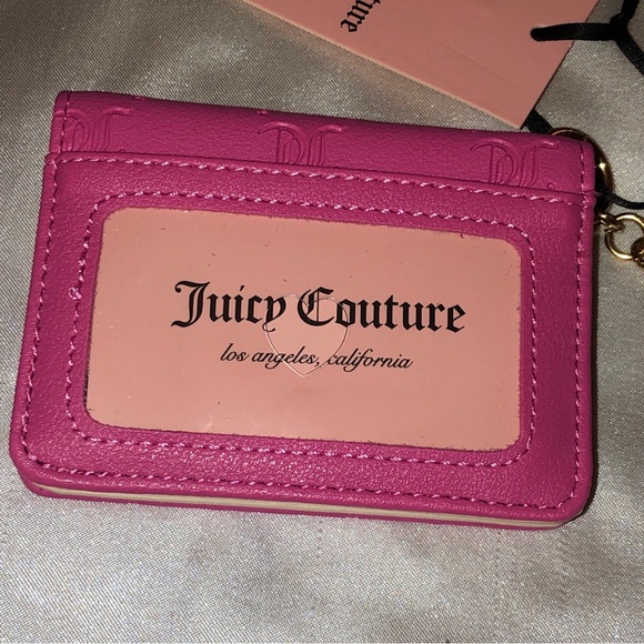 Juicy Couture Juicy Pink Faux Leather Only You And Me Card Case Key Fob NWT - Picture 8 of 16